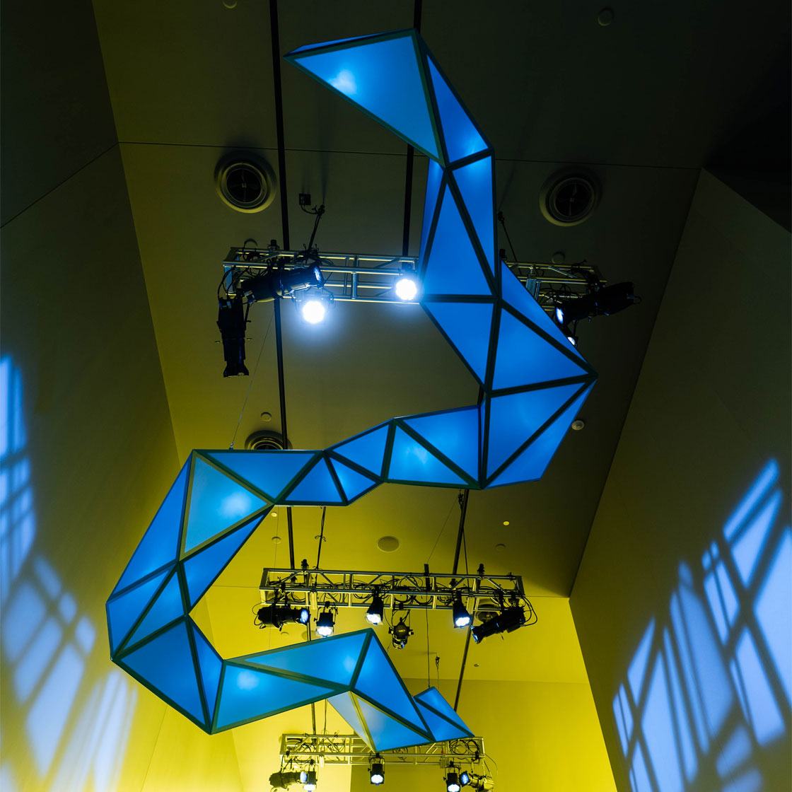 A large scale sculptural light based art installation