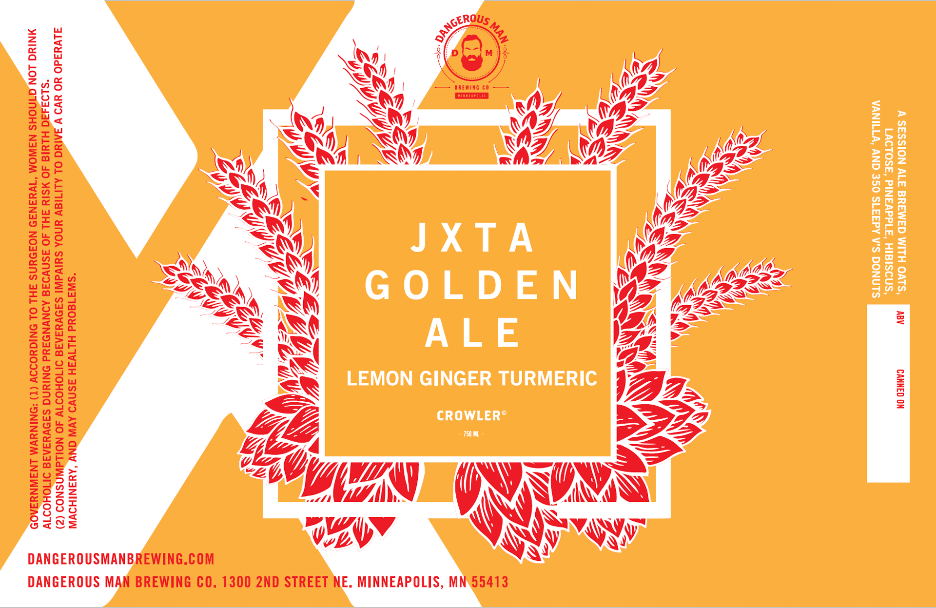 An example of a beer can lable for JXTA Golden Ale