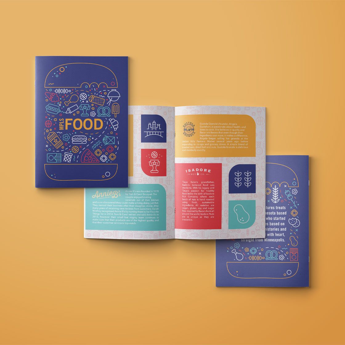 A mockup of a brochure about food