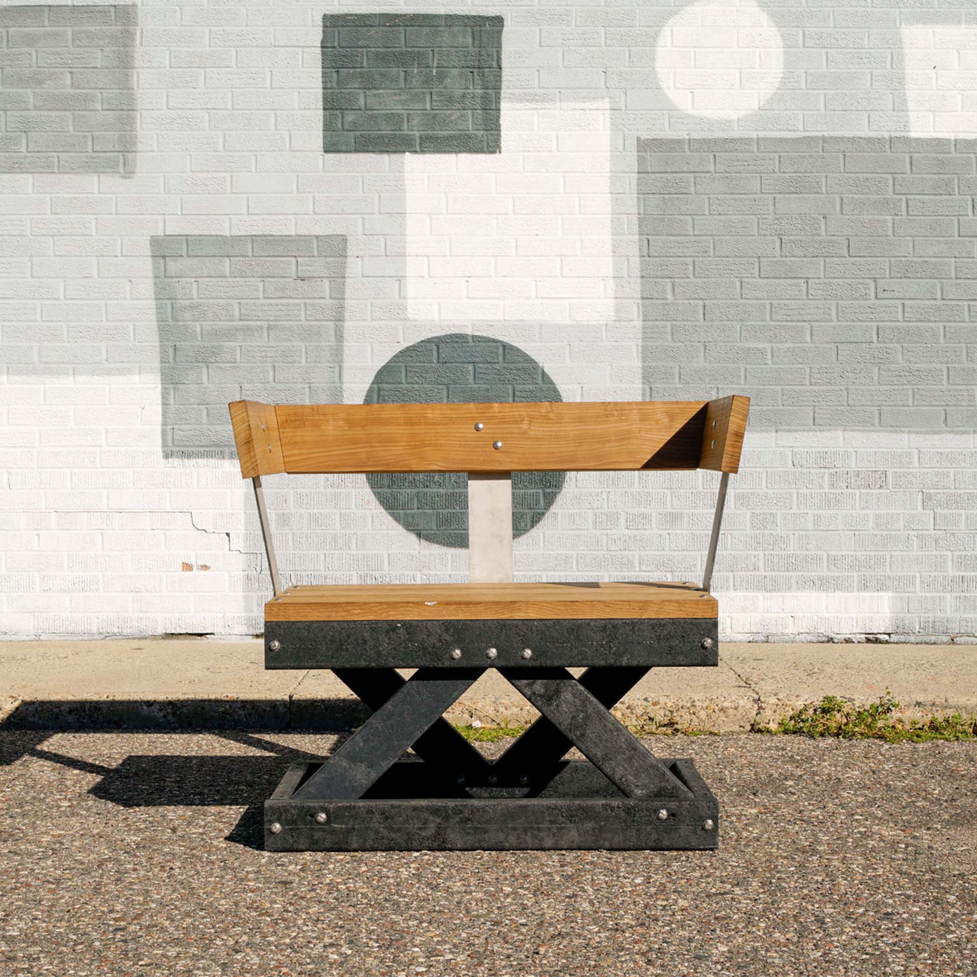 Wooden and metal bench